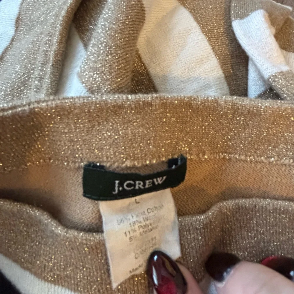 J. Crew Gold and White Striped Sweater